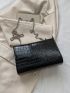 Small Square Bag Black Crocodile Embossed Chain Flap PU
