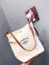 Shoulder Bag Printed Canvas Shopping Bag Crossbody Purse Stylish Tote Handbag For Women