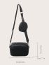 Minimalist Square Bag Zipper Black With Coin Purse