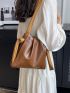 Minimalist Ruched Bag Small Brown