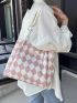Geometric Pattern Shoulder Tote Bag Small Preppy