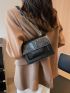 Mini Square Bag Flap Solid Black Chain Strap