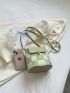 Braided Design Bucket Bag Mini Flap Green