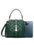 Quilted Bucket Bag Small Twist Lock Green
