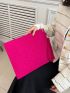 Stitch Detail Square Bag Medium Zipper Neon Pink