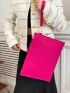 Stitch Detail Square Bag Medium Zipper Neon Pink