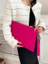 Stitch Detail Square Bag Medium Zipper Neon Pink