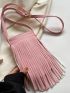 Fringe Decor Square Bag Mini Pink