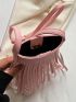 Fringe Decor Square Bag Mini Pink