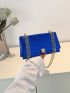 Small Flap Square Bag Crocodile Embossed Metallic Blue Funky