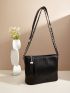 Pleated Design Bucket Bag Minimalist Black