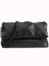 Minimalist Flap Square Bag Solid Black