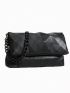 Minimalist Flap Square Bag Solid Black