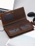 Minimalist Long Wallet Stitch Detail Bifold Genuine Leather Vintage