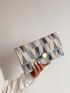 Colorblock Envelope Bag Geometric Pattern Metal Decor
