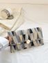 Colorblock Envelope Bag Geometric Pattern Metal Decor For Daily