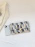 Colorblock Envelope Bag Geometric Pattern Metal Decor