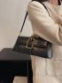 Medium Baguette Bag Crocodile Embossed Buckle Decor