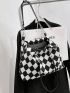 Medium Shoulder Tote Bag Argyle Pattern Double Handle
