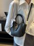Small Bucket Bag Double Handle Twilly Scarf Decor