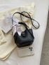 Small Bucket Bag Double Handle Twilly Scarf Decor