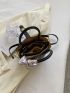 Small Bucket Bag Double Handle Twilly Scarf Decor