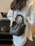 Small Bucket Bag Double Handle Twilly Scarf Decor