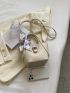 Small Bucket Bag Double Handle Twilly Scarf Decor
