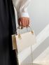 Mini Square Bag Solid Color Double Handle Chain Strap