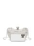 Small Box Bag Faux Pearl & Rhinestone Decor Chain Strap