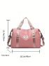 Letter Print Duffel Bag Double Handle Gym Bag For Sport & Travel