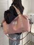 Letter Print Duffel Bag Double Handle Gym Bag For Sport & Travel