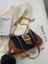 Medium Shoulder Bag Colorblock Buckle Decor