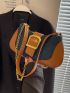 Medium Shoulder Bag Colorblock Buckle Decor