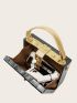 Mini Box Bag Flower Decor Twist Lock