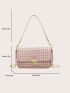 Small Square Bag Houndstooth Pattern Chain Strap Flap Design