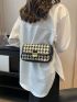 Small Square Bag Houndstooth Pattern Chain Strap Flap Design