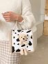 Cartoon Cute Bear Decor Handbag, Canvas Bag, Lunch Bag, Tote Bag