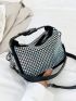 Mini Hobo Bag Rhinestone Decor Top Handle