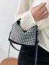 Mini Hobo Bag Rhinestone Decor Top Handle