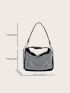 Mini Hobo Bag Rhinestone Decor Top Handle