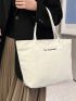 Large Capacity Shopper Bag Double Handle Letter Print For Daily Outing