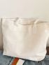 Large Capacity Shopper Bag Double Handle Letter Print For Daily Outing