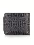 Crocodile Embossed Small Wallet Black Credit Card Holder For Daily