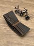 Stitch Detail Small Wallet Black Genuine Leather Credit Card Holder For Daily