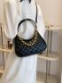 Medium Hobo Bag Quilted Chain Decor Top Handle For Daily