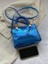 Mini Square Bag Crocodile Embossed Double Handle