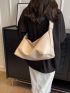 Large Hobo Bag Minimalist Black Zipper PU