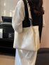 Heart Embossed Shoulder Tote Bag Fashionable Letter Patch Decor Chain PU