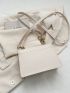 Mini Square Bag Flap PU White